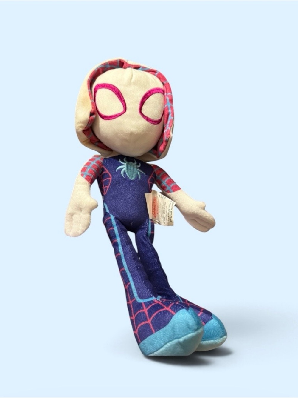 Spider-Man Spider-Gwen Plush Stuffed Animal, White/Blue/Pink Superhero